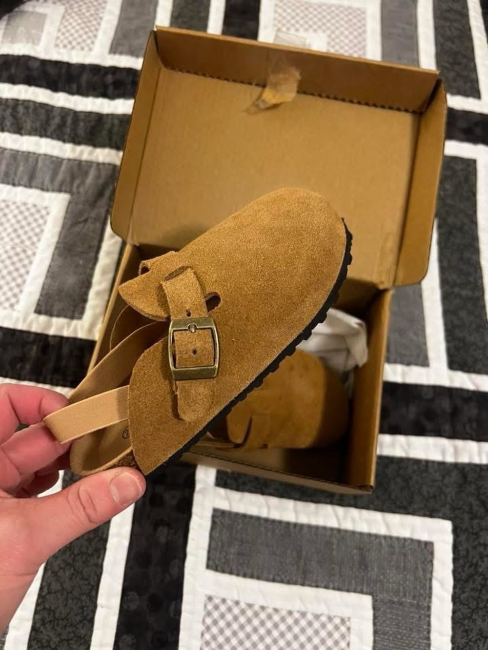 Toddler Suede Buckle Slip-On Shoes - Tan